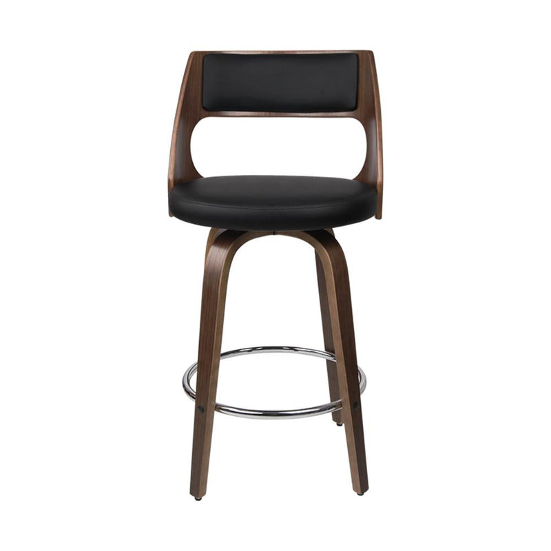 Artiss Set of 2 Wooden Bar Stools PU Leather - Black and Wood - Payday Deals