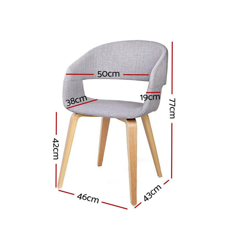 Artiss Set of 2 Timber Wood and Fabric Dining Chairs - Light Grey - Payday Deals
