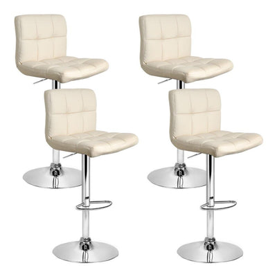 Artiss Set of 4 PU Leather Gas Lift Bar Stools - Beige - Payday Deals