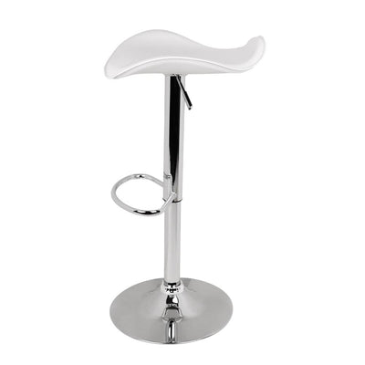 Artiss Set of 2 Gas Lift Bar Stools PU Leather - White and Chrome - Payday Deals