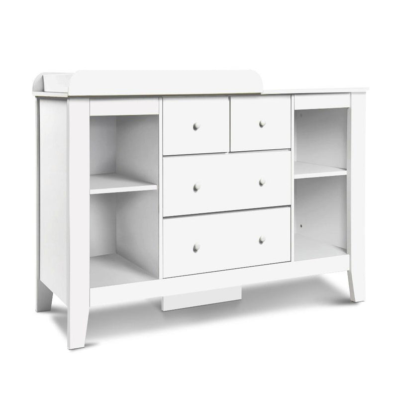Keezi Baby Change Table Tall boy Drawers Dresser Chest Storage Cabinet White - Payday Deals