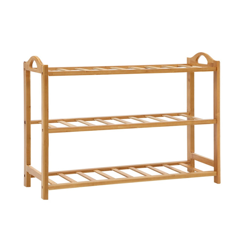 Artiss 3 Tiers Bamboo Shoe Rack Storage Organiser Wooden Shelf Stand Shelves - Payday Deals