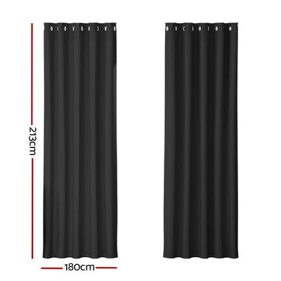 Artiss 2X Blockout Curtains Blackout Window Curtain Eyelet 180x213cm Black