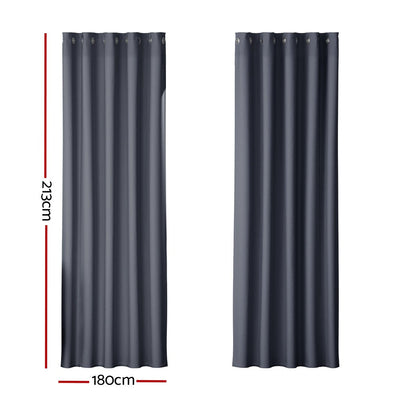 Artiss 2X Blockout Curtains Blackout Window Curtain Eyelet 180x213cm Charcoal