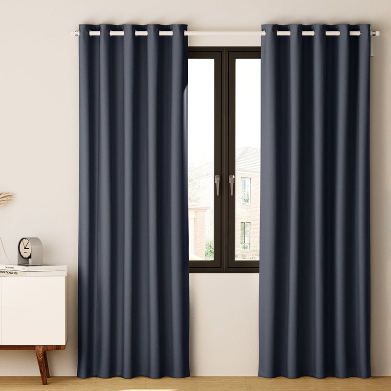 Artiss 2X Blockout Curtains Blackout Window Curtain Eyelet 180x213cm Charcoal