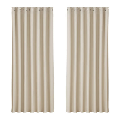 Artiss 2X Blockout Curtains Blackout Window Curtain Eyelet 240x230cm Beige