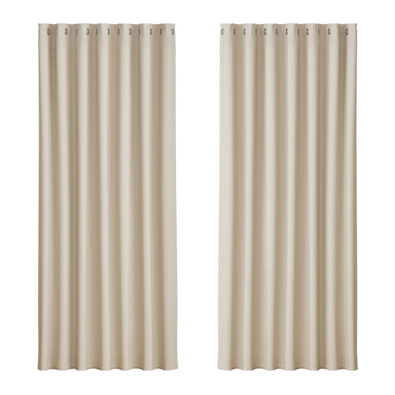 Artiss 2X Blockout Curtains Blackout Window Curtain Eyelet 240x230cm Beige