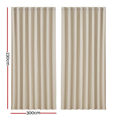 Artiss 2X Blockout Curtains Blackout Window Curtain Eyelet 240x230cm Beige