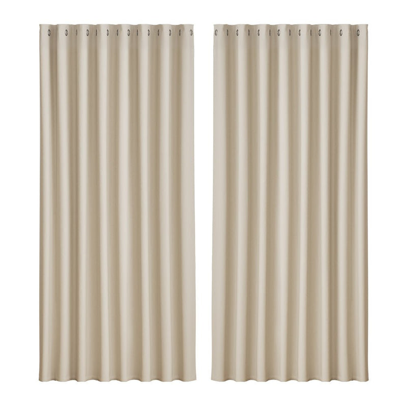 Artiss 2X Blockout Curtains Blackout Window Curtain Eyelet 300x230cm Beige