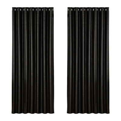 Artiss 2X Blockout Curtains Blackout Window Curtain Eyelet 240x230cm Black