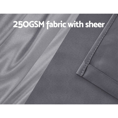 Artiss 2X 132x304cm Blockout Sheer Curtains Charcoal