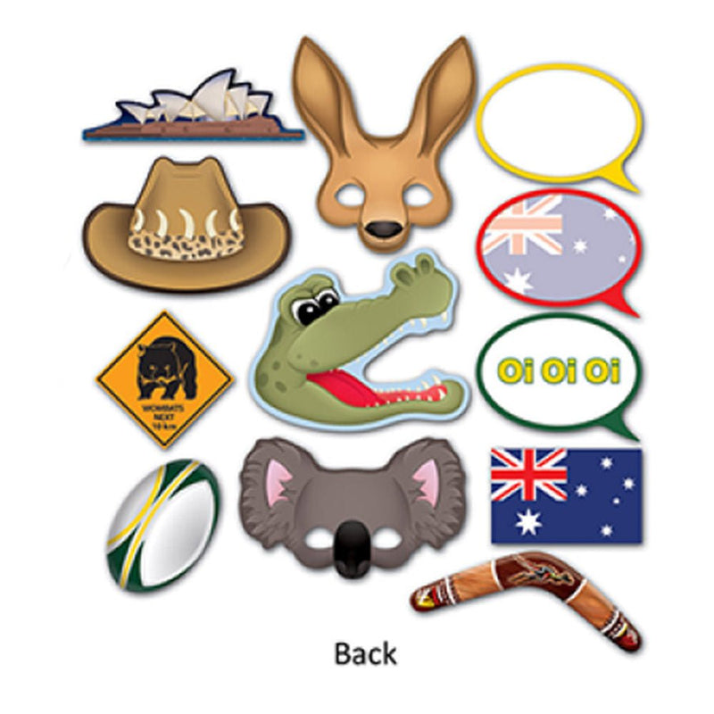 Australia Day Photo Booth Prop Fun Signs 12 Pack