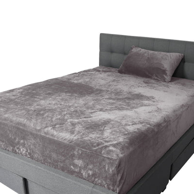 Bedding Set Ultrasoft Fitted Bed Sheet with Pillowcases Silver Grey King Single