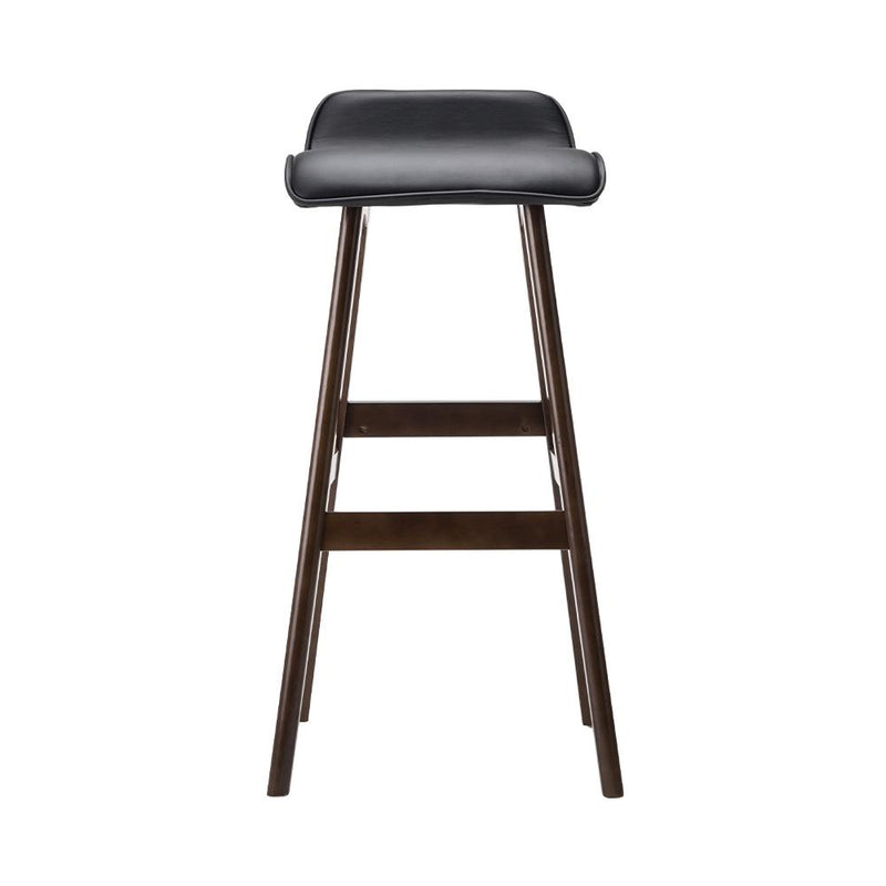 Artiss Set of 2 PU Leather Wood Wave Style Bar Stool - Black - Payday Deals
