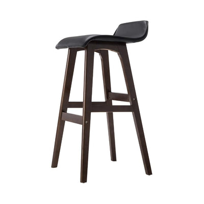 Artiss Set of 2 PU Leather Wood Wave Style Bar Stool - Black - Payday Deals
