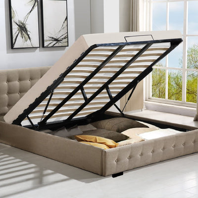 Levede Bed Frame Base With Gas Lift King Size Platform Fabric