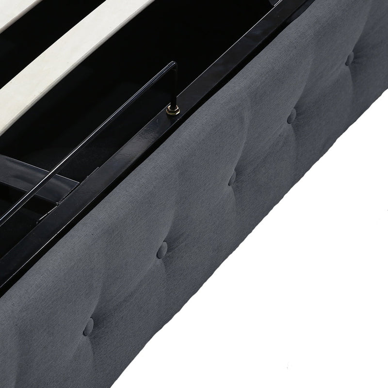 Levede Gas Lift Bed Frame Fabric Base Mattress Storage Queen Size Dark Grey