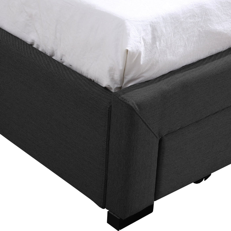Levede Bed Frame Base With Storage Drawer Mattress Wooden Fabric King Dark Grey