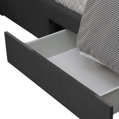 Levede Bed Frame Base With Storage Drawer Mattress Wooden Fabric King Dark Grey
