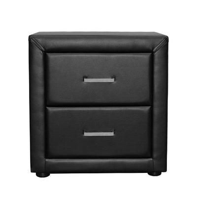 Artiss PVC Leather Bedside Table - Black - Payday Deals