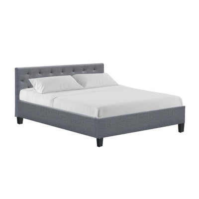 Artiss Vanke Bed Frame Fabric- Grey Queen - Payday Deals