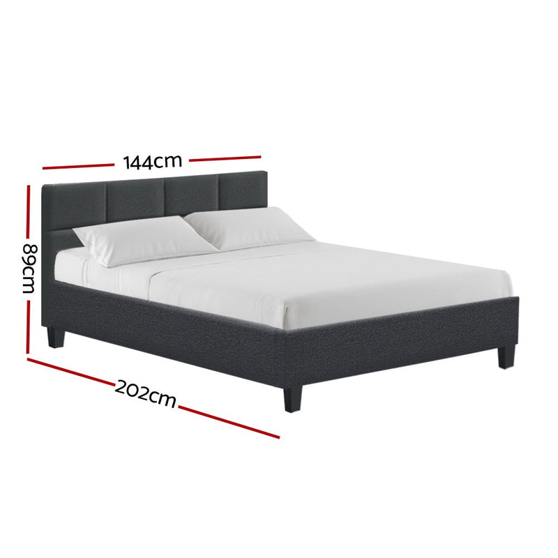 Artiss Tino Bed Frame Double Size Charcoal Fabric - Payday Deals