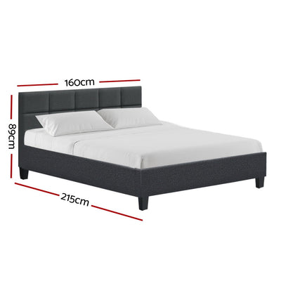 Artiss Tino Bed Frame Queen Size Charcoal Fabric - Payday Deals