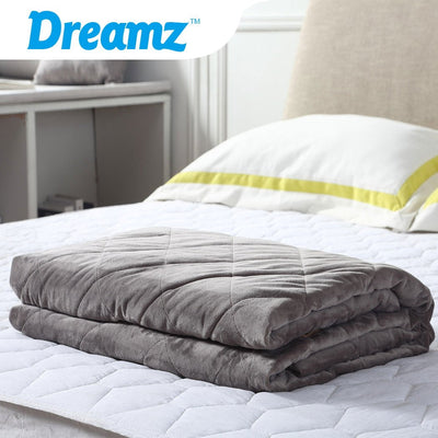 DreamZ 11KG Adults Size Anti Anxiety Weighted Blanket Gravity Blankets Grey - Payday Deals