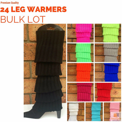 24x Womens Leg Warmers Disco Winter Knit Dance Party Crochet Legging Socks Costume