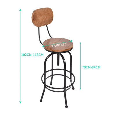 2x Levede Industrial Bar Stools Kitchen Stool Wooden Barstools Swivel Vintage - Payday Deals