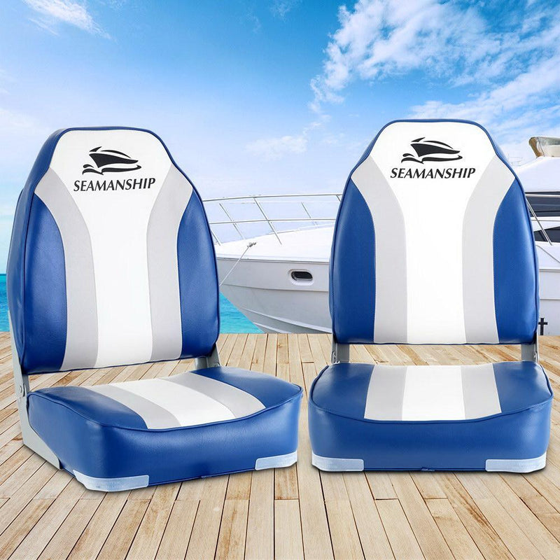 Seamanship 2X Folding Boat Seats Seat Marine Seating Set All Weather Swivels - Payday Deals