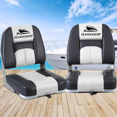Seamanship 2X Folding Boat Seats Seat Marine Seating Set Swivels All Weather - Payday Deals