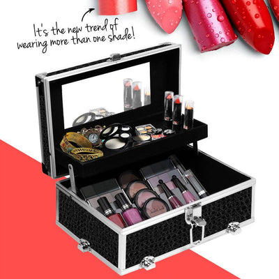 Embellir Portable Cosmetic Beauty Makeup Carry Case with Mirror - Crocodile Black - Payday Deals