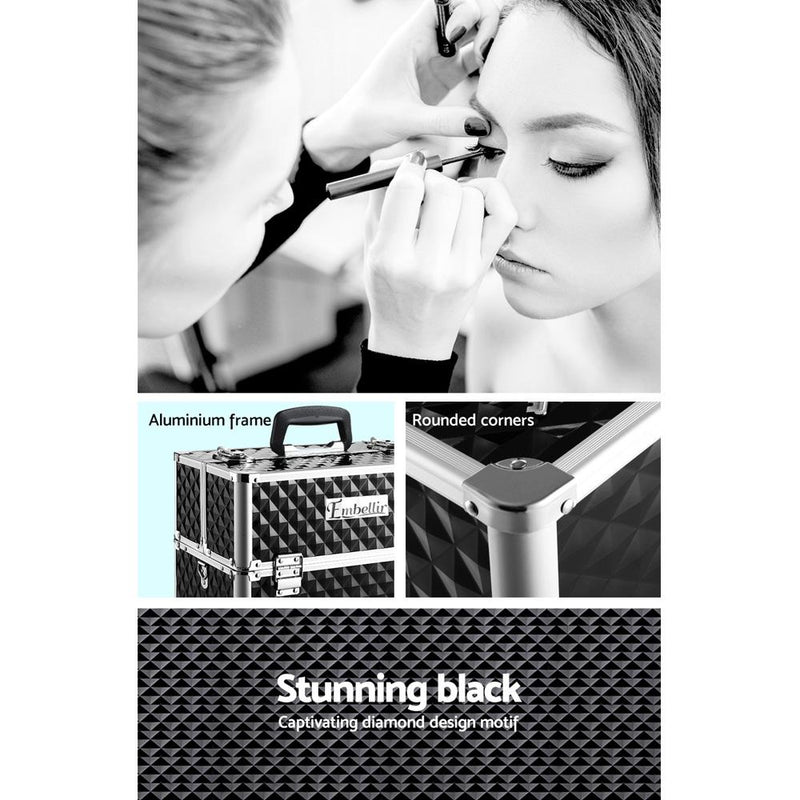 Embellir Portable Cosmetic Beauty Makeup Case - Diamond Black - Payday Deals