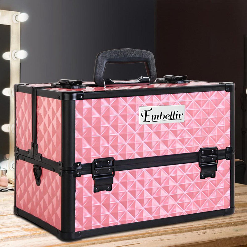 Embellir Portable Cosmetic Beauty Makeup Case - Diamond Pink - Payday Deals