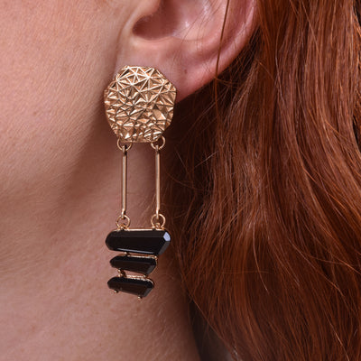 Culturesse Elyn Black and Gold Earrings 
