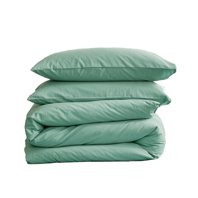 Cosy Club Washed Cotton Quilt Set Green Double - Payday Deals