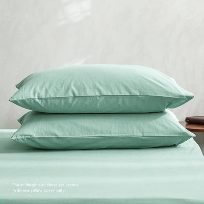 Cosy Club Washed Cotton Quilt Set Green Double - Payday Deals