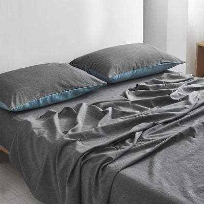 Cosy Club Sheet Set Cotton Sheets Double Blue Dark Blue - Payday Deals