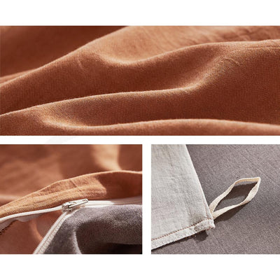 Cosy Club Sheet Set Cotton Sheets King Orange Brown - Payday Deals