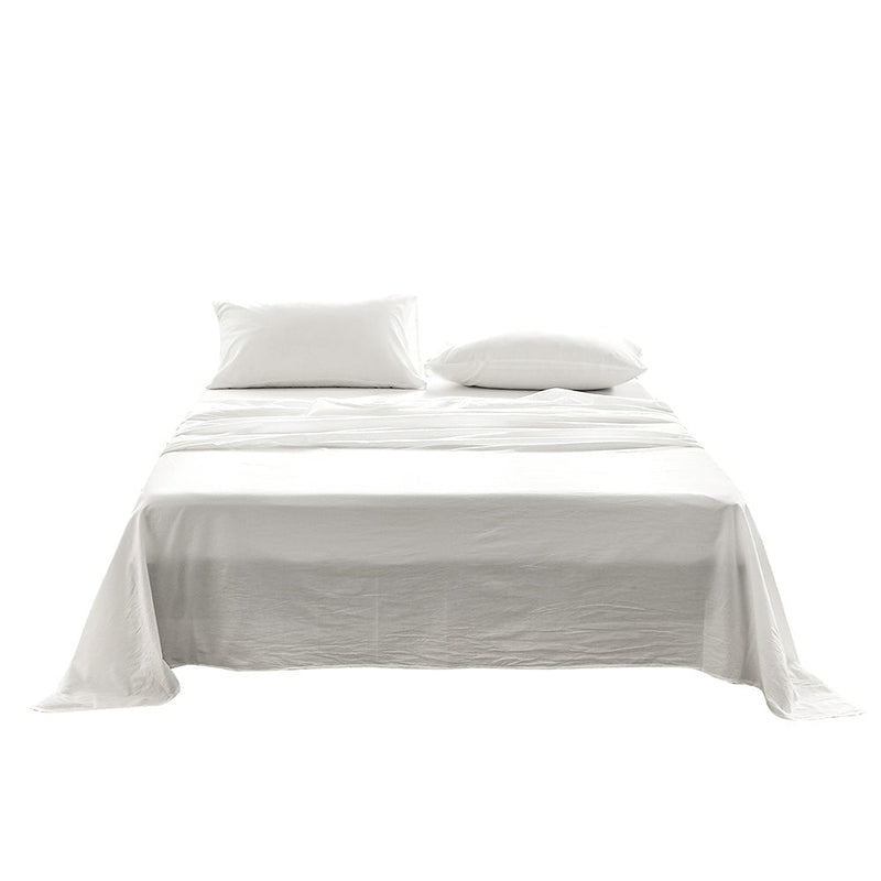 Cosy Club Washed Cotton Sheet Set White King - Payday Deals