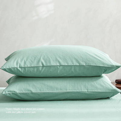 Cosy Club Washed Cotton Sheet Set Queen Green - Payday Deals