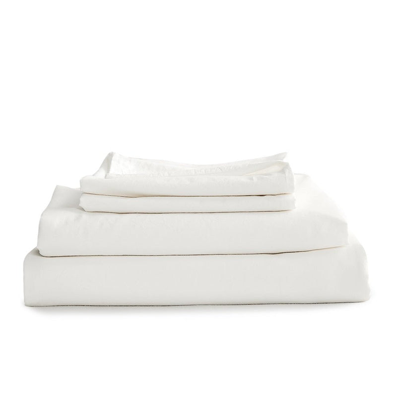 Cosy Club Washed Cotton Sheet Set Queen White - Payday Deals