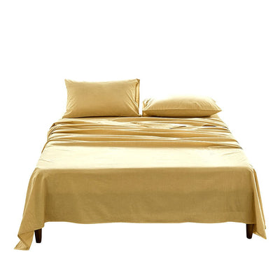 Cosy Club Washed Cotton Sheet Set Queen Yellow - Payday Deals