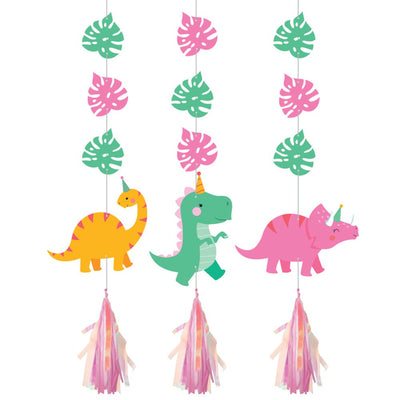Dinosaur Girl Dino Hanging Cutouts 3 Pack