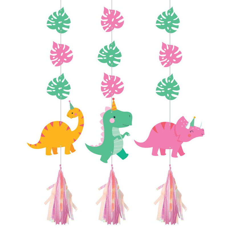 Dinosaur Girl Dino Hanging Cutouts 3 Pack
