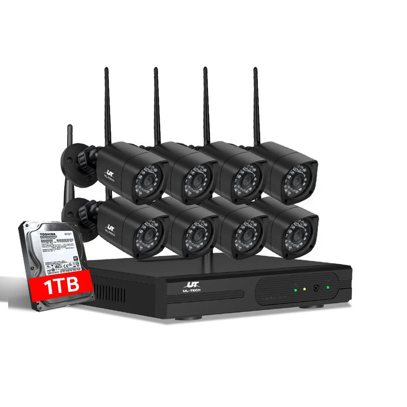 UL-tech CCTV Wireless Security Camera System 8CH Home Outdoor WIFI 8 Square Cameras Kit 1TB - Payday Deals