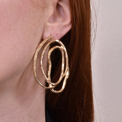 Bernice Abstract Line Stud Earrings (for non-pierced ears)