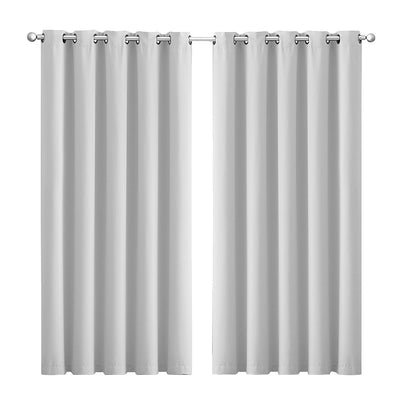 2x Blockout Curtains Panels 3 Layers Eyelet Room Darkening 180x230cm Grey