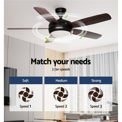 Devanti 52'' Ceiling Fan AC Motor 5 Blades w/Light - Dark Wood